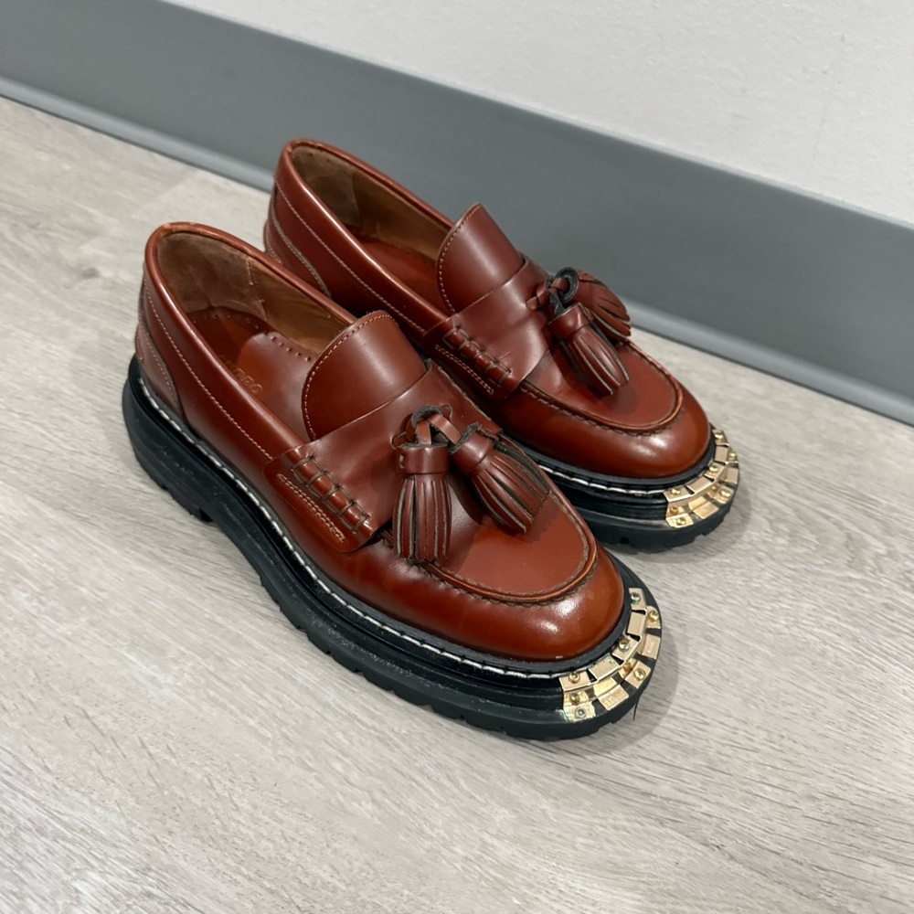 Sandro Loafers Jackson Iron Thick-Soled Tassel in Brown Leather - Picture 3 of 9